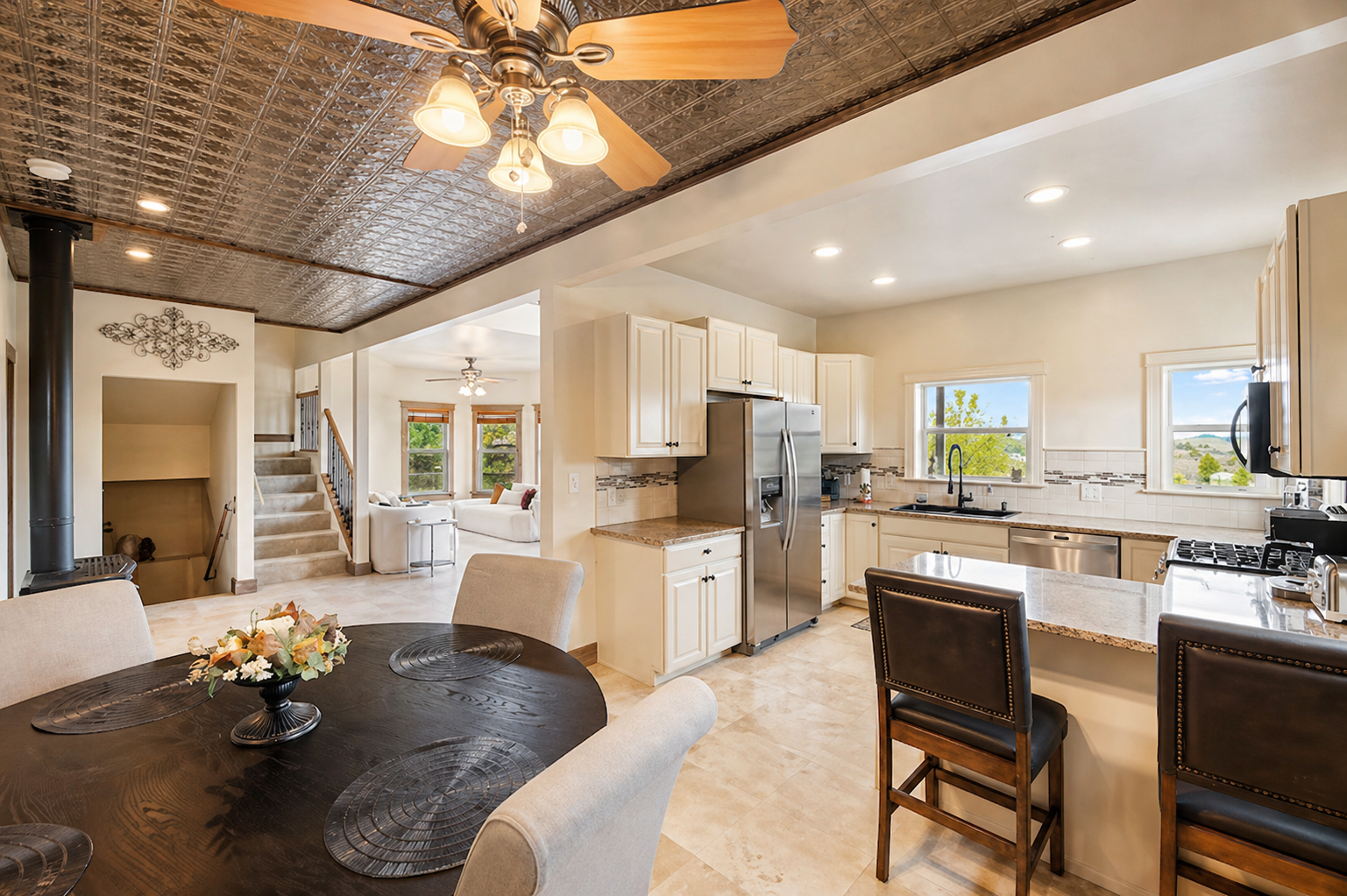 Granite Pines Chalet main floor with kitchen, dining, and gathering flow